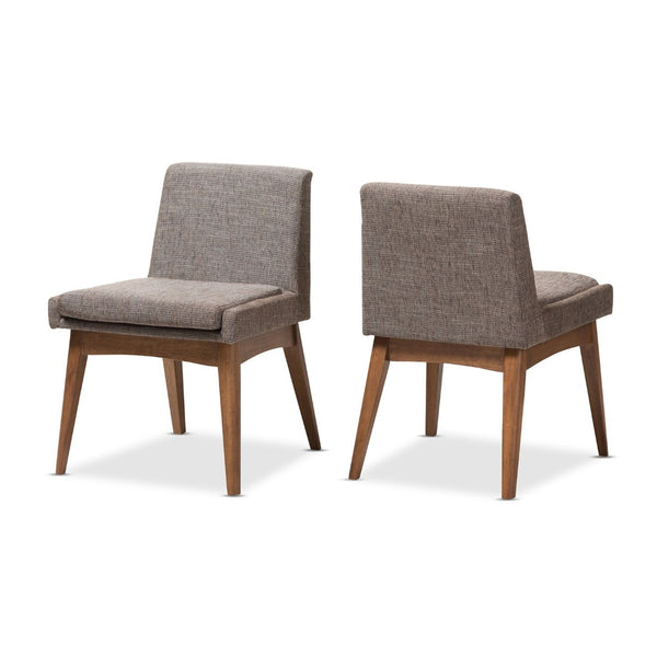 Baxton Studio Baxton Studio Nexus Set of 2 Mid-Century Modern Dining Chairs in Walnut with Gravel Upholstery BBT5280-Gravel-DC-TH1308