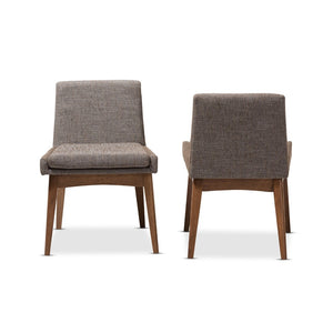Baxton Studio Baxton Studio Nexus Set of 2 Mid-Century Modern Dining Chairs in Walnut with Gravel Upholstery BBT5280-Gravel-DC-TH1308