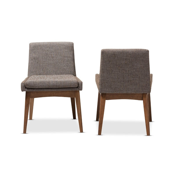 Baxton Studio Baxton Studio Nexus Set of 2 Mid-Century Modern Dining Chairs in Walnut with Gravel Upholstery BBT5280-Gravel-DC-TH1308