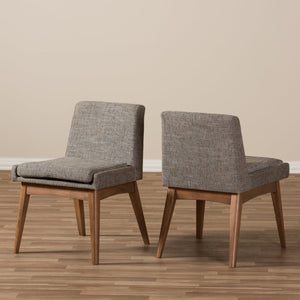 Baxton Studio Baxton Studio Nexus Set of 2 Mid-Century Modern Dining Chairs in Walnut with Gravel Upholstery BBT5280-Gravel-DC-TH1308