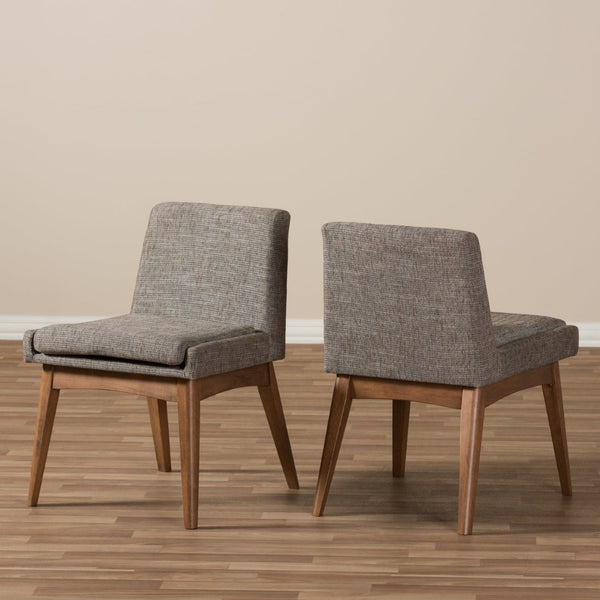 Baxton Studio Baxton Studio Nexus Set of 2 Mid-Century Modern Dining Chairs in Walnut with Gravel Upholstery BBT5280-Gravel-DC-TH1308