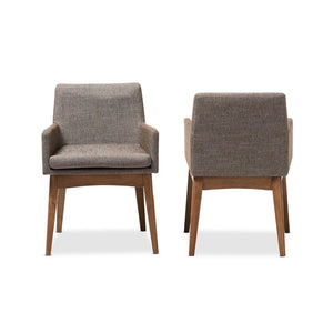 Baxton Studio Baxton Studio Nexus Arm Chair Set of 2 - Mid-Century Modern Walnut Wood & Gravel Upholstered Comfort BBT5281-Gravel-CC-TH1308