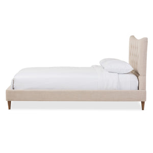 Baxton Studio Baxton Studio Hannah Queen Platform Bed - Mid-Century Modern Beige Linen with Cozy Comfort Design BBT6570-Beige-Queen