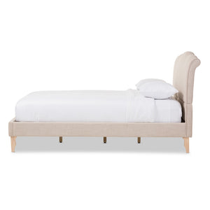 Baxton Studio Baxton Studio Fannie Elegant French-Modern Upholstered Platform Bed with Scrolled Headboard Design Queen BBT6571-Beige-Queen