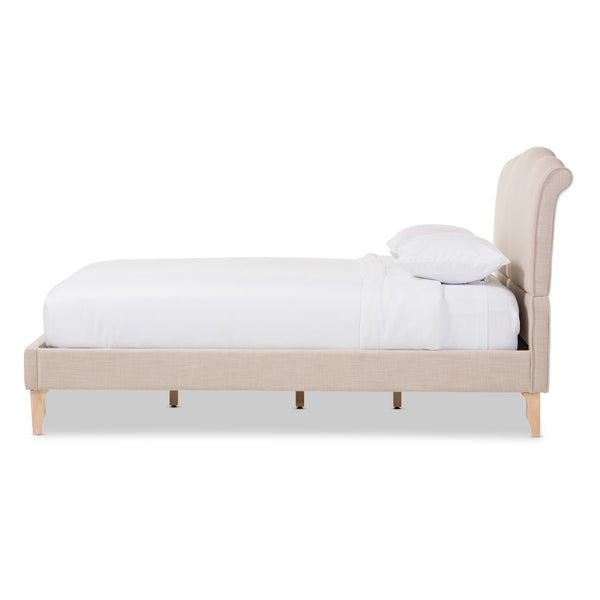 Baxton Studio Baxton Studio Fannie Elegant French-Modern Upholstered Platform Bed with Scrolled Headboard Design Queen BBT6571-Beige-Queen