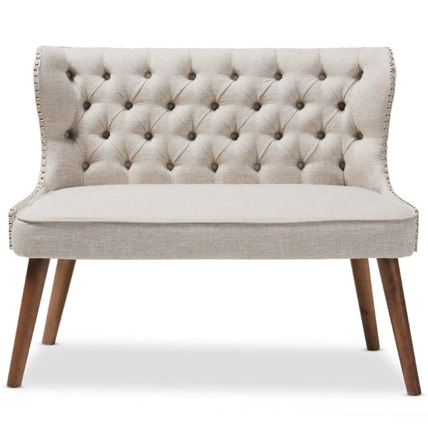 Baxton Studio Baxton Studio Scarlett 2-Seater Loveseat: Mid-Century Modern Design with Button-Tufting & Nail Trim BBT8017-LS-Beige-H1217-3