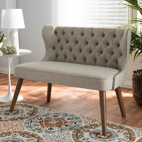 Baxton Studio Baxton Studio Scarlett 2-Seater Loveseat: Mid-Century Modern Design with Button-Tufting & Nail Trim BBT8017-LS-Beige-H1217-3