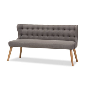 Baxton Studio Baxton Studio Melody Mid-Century Modern 3-Seater Settee Bench in Grey Fabric & Natural Wood Finish BBT8026-SF-Grey-XD45