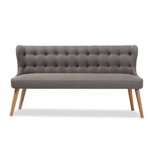Baxton Studio Baxton Studio Melody Mid-Century Modern 3-Seater Settee Bench in Grey Fabric & Natural Wood Finish BBT8026-SF-Grey-XD45