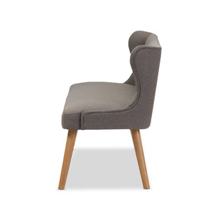 Baxton Studio Baxton Studio Melody Mid-Century Modern 3-Seater Settee Bench in Grey Fabric & Natural Wood Finish BBT8026-SF-Grey-XD45