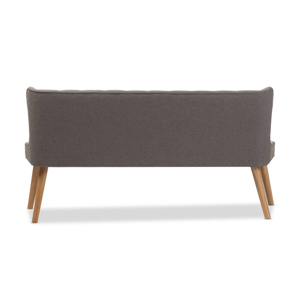 Baxton Studio Baxton Studio Melody Mid-Century Modern 3-Seater Settee Bench in Grey Fabric & Natural Wood Finish BBT8026-SF-Grey-XD45