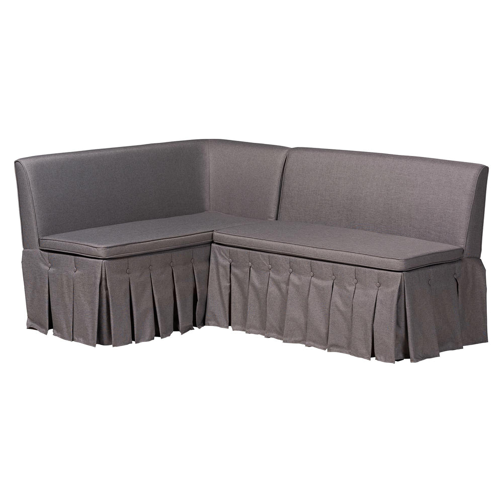 Baxton Studio Baxton Studio Meyer 2-Piece Fabric Upholstered Dining Nook Bench Set - Corner Kitchen Banquette Seating with Skirted Base, L-Shaped Breakfast Nook for Small Spaces, Grey BBT8116-Grey-XD45-2PC SF Bench