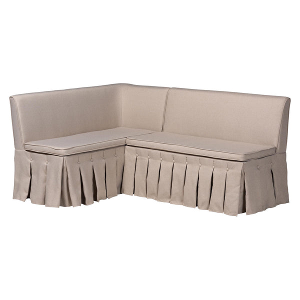 Baxton Studio Baxton Studio Meyer 2-Piece Fabric Upholstered Dining Nook Bench Set - Corner Kitchen Banquette Seating with Skirted Base, L-Shaped Breakfast Nook for Small Spaces, Beige BBT8116-Light Beige-6086-1-2PC SF Bench