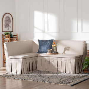 Baxton Studio Baxton Studio Meyer 2-Piece Fabric Upholstered Dining Nook Bench Set - Corner Kitchen Banquette Seating with Skirted Base, L-Shaped Breakfast Nook for Small Spaces, Beige BBT8116-Light Beige-6086-1-2PC SF Bench