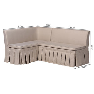 Baxton Studio Baxton Studio Meyer 2-Piece Fabric Upholstered Dining Nook Bench Set - Corner Kitchen Banquette Seating with Skirted Base, L-Shaped Breakfast Nook for Small Spaces, Beige BBT8116-Light Beige-6086-1-2PC SF Bench