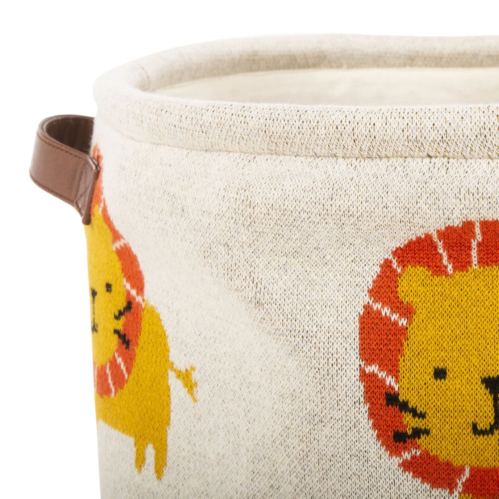 Safavieh LENNY Storage Basket - Vibrant Red & Orange Organizer with Lion Accents for Kids' Rooms & Playrooms BBY6101A