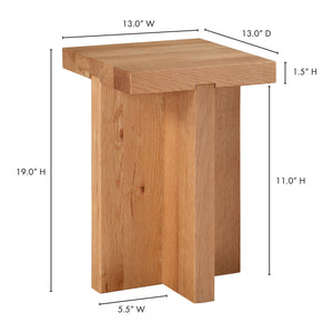 Moe's Home Folke Side Table - Exquisite Solid Oak Craftsmanship With Unique Woodgrain, Perfect For Any Space Natural Solid Oak Bc-1118-24