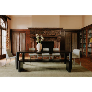 Moe's Home Post Elegant Dining Bench For Four - Solid White Oak With Sculpted Design For Timeless Style Black Solid Oak Bc-1121-02-0