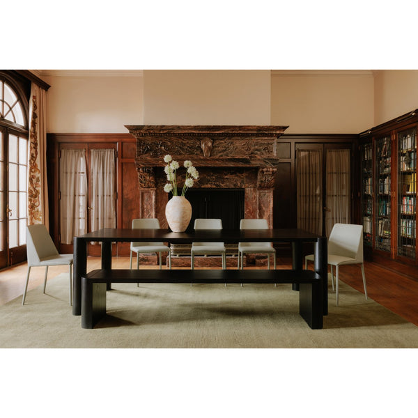 Moe's Home Post Elegant Dining Bench For Four - Solid White Oak With Sculpted Design For Timeless Style Black Solid Oak Bc-1121-02-0