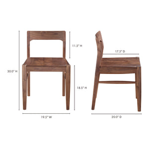 Moe's Home Owing Dining Chair Set Of 2 - Stylish Solid Wood Design With Curved Open-back For Modern Dining Brown Solid Walnut Bc-1123-03