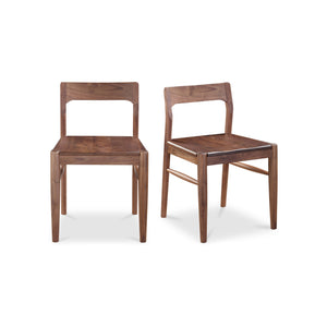 Moe's Home Owing Dining Chair Set Of 2 - Stylish Solid Wood Design With Curved Open-back For Modern Dining Brown Solid Walnut Bc-1123-03