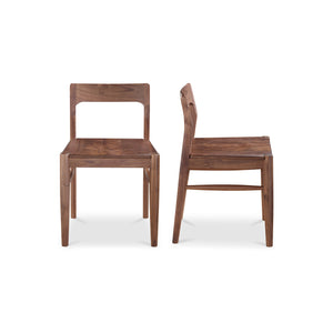 Moe's Home Owing Dining Chair Set Of 2 - Stylish Solid Wood Design With Curved Open-back For Modern Dining Brown Solid Walnut Bc-1123-03