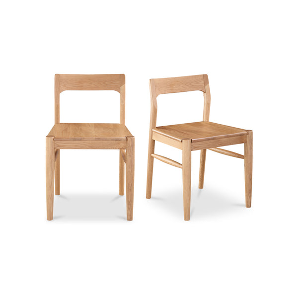 Moe's Home Owing Dining Chair Set Of 2 - Stylish Solid Wood Design With Curved Open-back For Modern Dining Natural Solid Oak Bc-1123-24