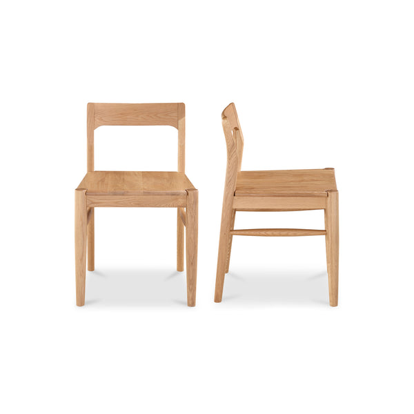 Moe's Home Owing Dining Chair Set Of 2 - Stylish Solid Wood Design With Curved Open-back For Modern Dining Natural Solid Oak Bc-1123-24