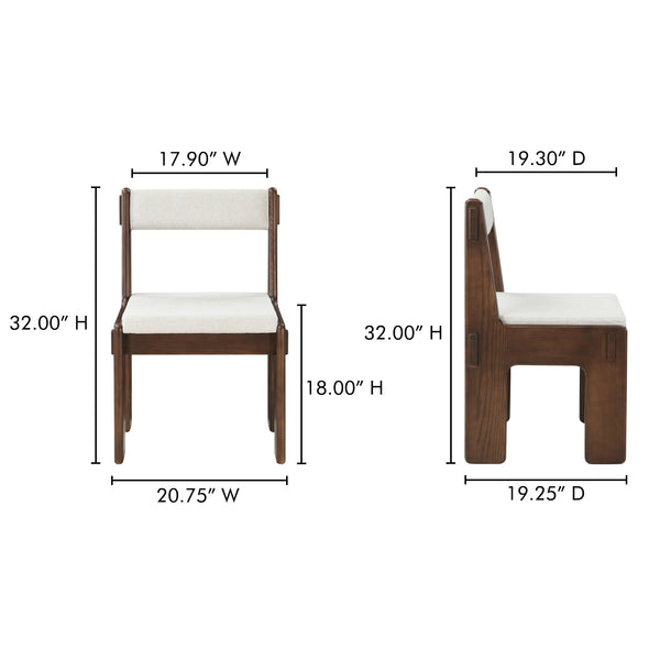 Moe's Home Ashby Dining Chair Set Of 2 – Inspired Japanese Design, Stain-resistant Fabric, Luxurious Comfort Brown Upholstery, 100% Polyester,Solid Ash Bc-1133-20