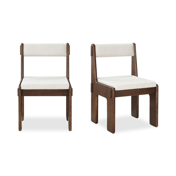 Moe's Home Ashby Dining Chair Set Of 2 – Inspired Japanese Design, Stain-resistant Fabric, Luxurious Comfort Brown Upholstery, 100% Polyester,Solid Ash Bc-1133-20