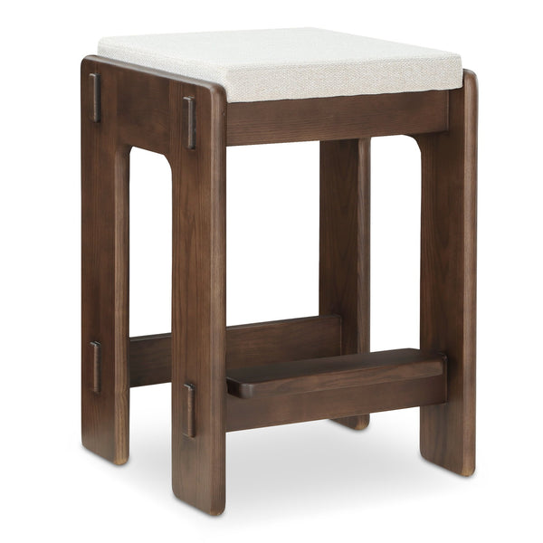 Moe's Home Ashby Counter Stool - Elegant Craftsmanship With Moisture-repellent Fabric And Luxurious Comfort Brown Upholstery, 100% Polyester,Solid Ash Bc-1135-20