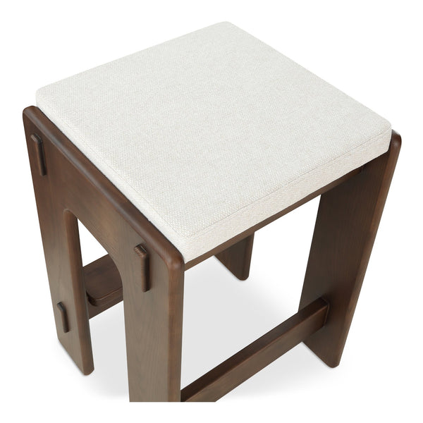 Moe's Home Ashby Counter Stool - Elegant Craftsmanship With Moisture-repellent Fabric And Luxurious Comfort Brown Upholstery, 100% Polyester,Solid Ash Bc-1135-20