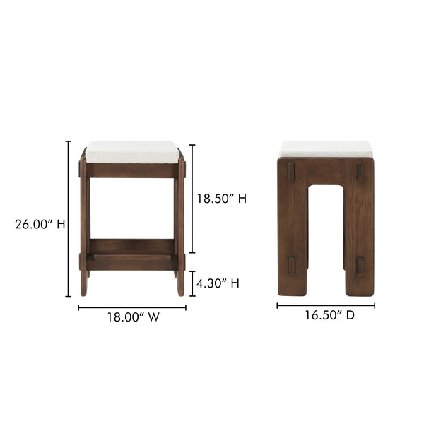 Moe's Home Ashby Counter Stool - Elegant Craftsmanship With Moisture-repellent Fabric And Luxurious Comfort Brown Upholstery, 100% Polyester,Solid Ash Bc-1135-20