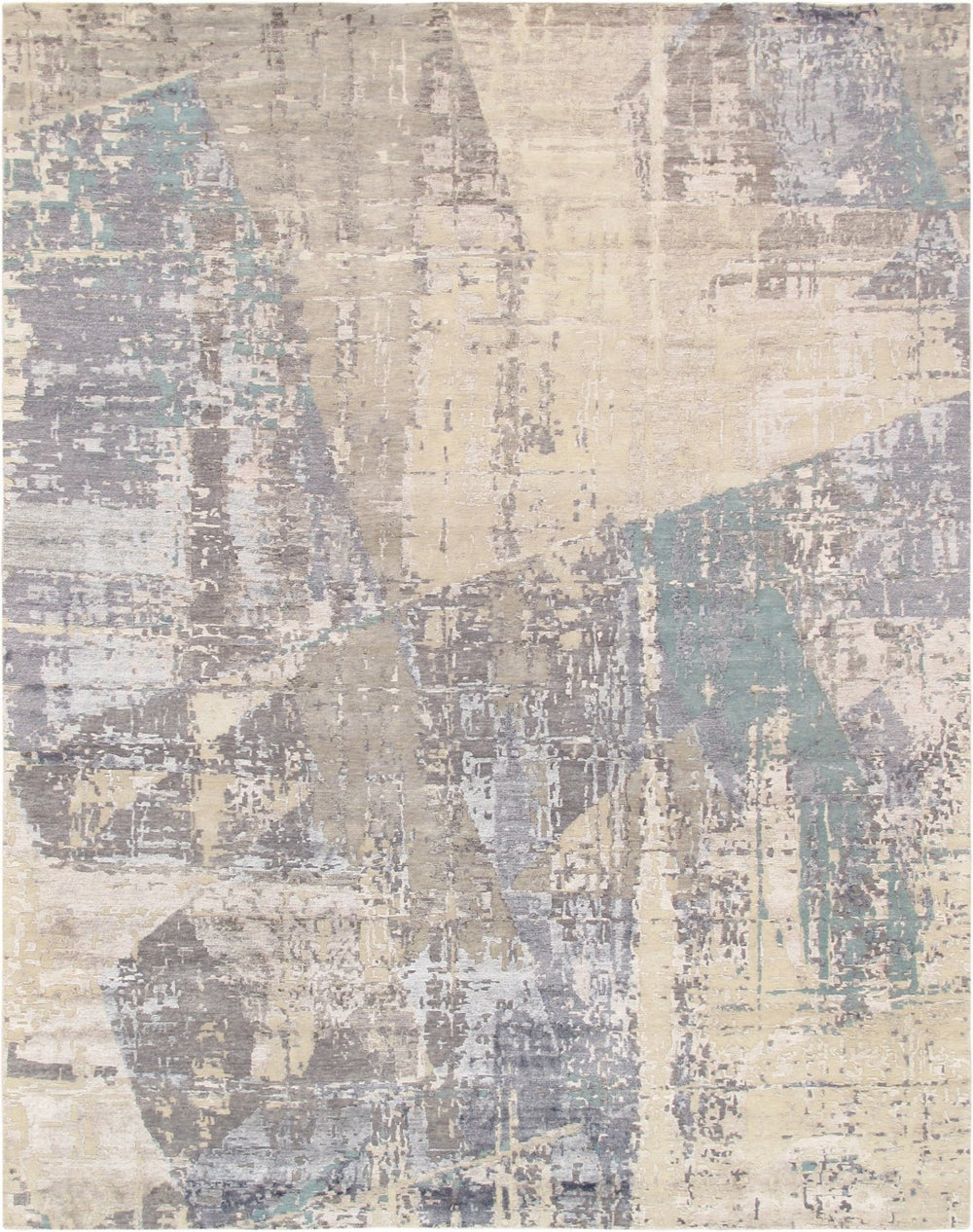 Pasargad Modern Collection Hand-knotted Grey Area Rug - Luxurious Bamboo Silk & Wool Blend Decor   Bc-1179wh 8x10
