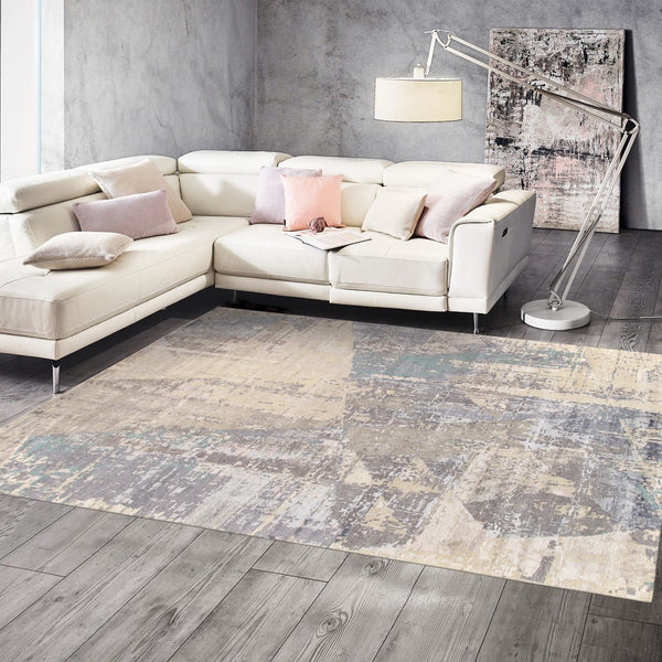 Pasargad Modern Collection Hand-knotted Grey Area Rug - Luxurious Bamboo Silk & Wool Blend Decor   Bc-1179wh 8x10