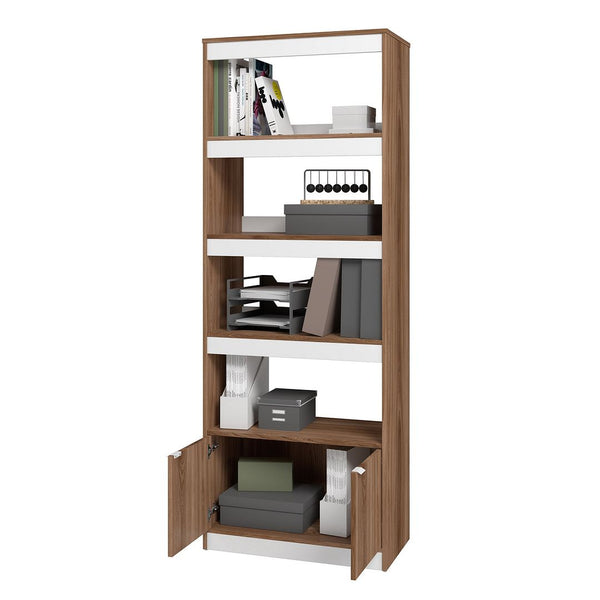 Ratzer Bookcase in Brown and White BC-316AMC192 Manhattan Comfort
