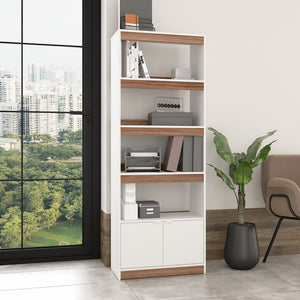 Ratzer Bookcase in White and Brown BC-316AMC193 Manhattan Comfort