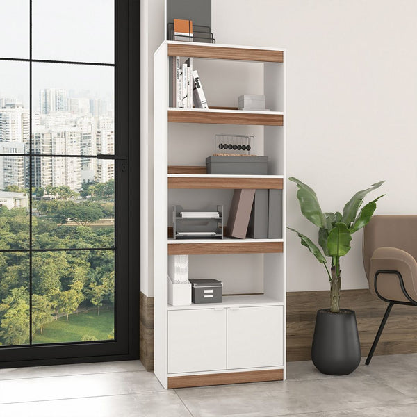 Ratzer Bookcase in White and Brown BC-316AMC193 Manhattan Comfort
