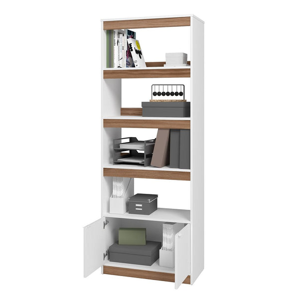 Ratzer Bookcase in White and Brown BC-316AMC193 Manhattan Comfort