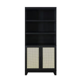 Manhattan Comfort Sheridan Mid-Century Modern Bookcase Cabinet Black BC-6GLF-BK