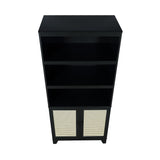 Manhattan Comfort Sheridan Mid-Century Modern Bookcase Cabinet Black BC-6GLF-BK