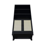 Manhattan Comfort Sheridan Mid-Century Modern Bookcase Cabinet Black BC-6GLF-BK