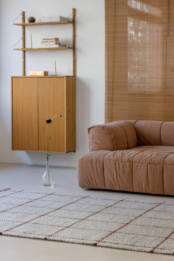 Brink & Campman Craft Matter 70% Pure New Wool / 30% Cotton Handwoven Rug Check Ash,Stone 70% pure new wool   30% cotton 049100140200-BRINK-CAMPMAN