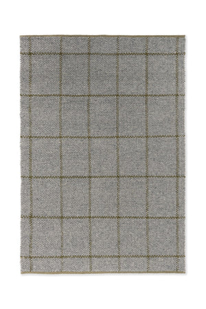 Brink & Campman Craft Matter 70% Pure New Wool / 30% Cotton Handwoven Rug Check Slate,Olive 70% pure new wool   30% cotton 049104140200-BRINK-CAMPMAN