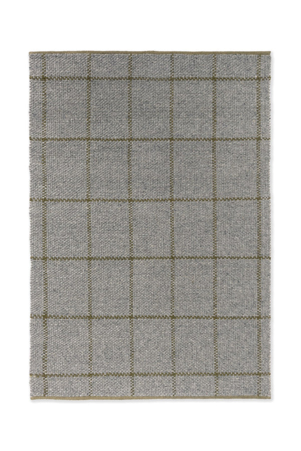 Brink & Campman Craft Matter 70% Pure New Wool / 30% Cotton Handwoven Rug Check Slate,Olive 70% pure new wool   30% cotton 049104140200-BRINK-CAMPMAN