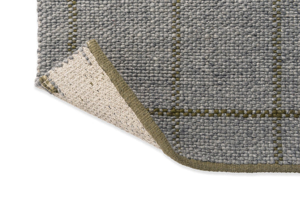 Brink & Campman Craft Matter 70% Pure New Wool / 30% Cotton Handwoven Rug Check Slate,Olive 70% pure new wool   30% cotton 049104140200-BRINK-CAMPMAN