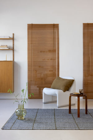 Brink & Campman Craft Matter 70% Pure New Wool / 30% Cotton Handwoven Rug Check Slate,Olive 70% pure new wool   30% cotton 049104140200-BRINK-CAMPMAN