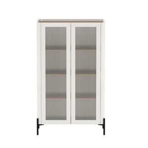 Manhattan Comfort Abbey Décor Cabinet – Elegant Storage Solution With 8 Adjustable Shelves For Timeless Home Style Maple And Off White Mdp Bc002-ow