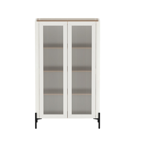 Manhattan Comfort Abbey Décor Cabinet – Elegant Storage Solution With 8 Adjustable Shelves For Timeless Home Style Maple And Off White Mdp Bc002-ow