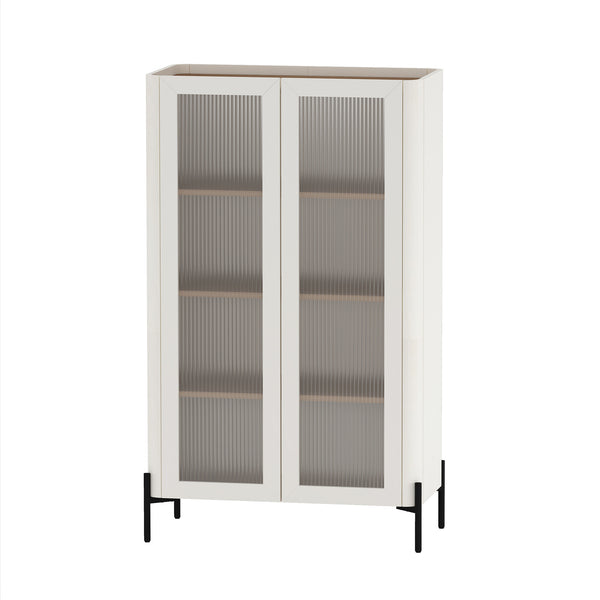 Manhattan Comfort Abbey Décor Cabinet – Elegant Storage Solution With 8 Adjustable Shelves For Timeless Home Style Maple And Off White Mdp Bc002-ow